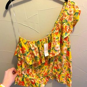 American Eagle Ruffled One Shoulder Bubble Top